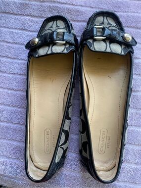 Coach Hellen Signature Jacquard Loafer Flats - Black/Charcoal 8.5